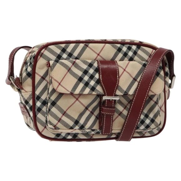 BURBERRY Nova Check Blue Label Shoulder Bag Canvas Beige Silver Auth yk18350 - Picture 1 of 16